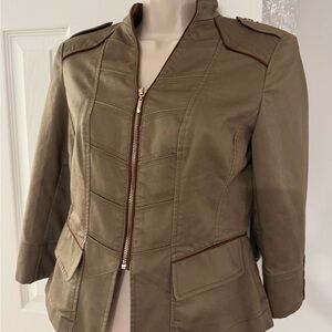 White House Black Market Tan Utility Jacket with Epaulettes